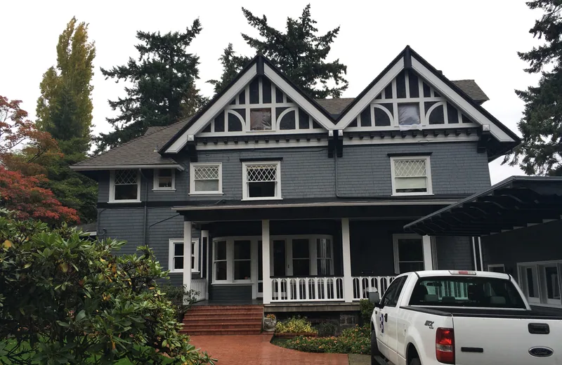 Front entry and painted trim on a repainted Portland home