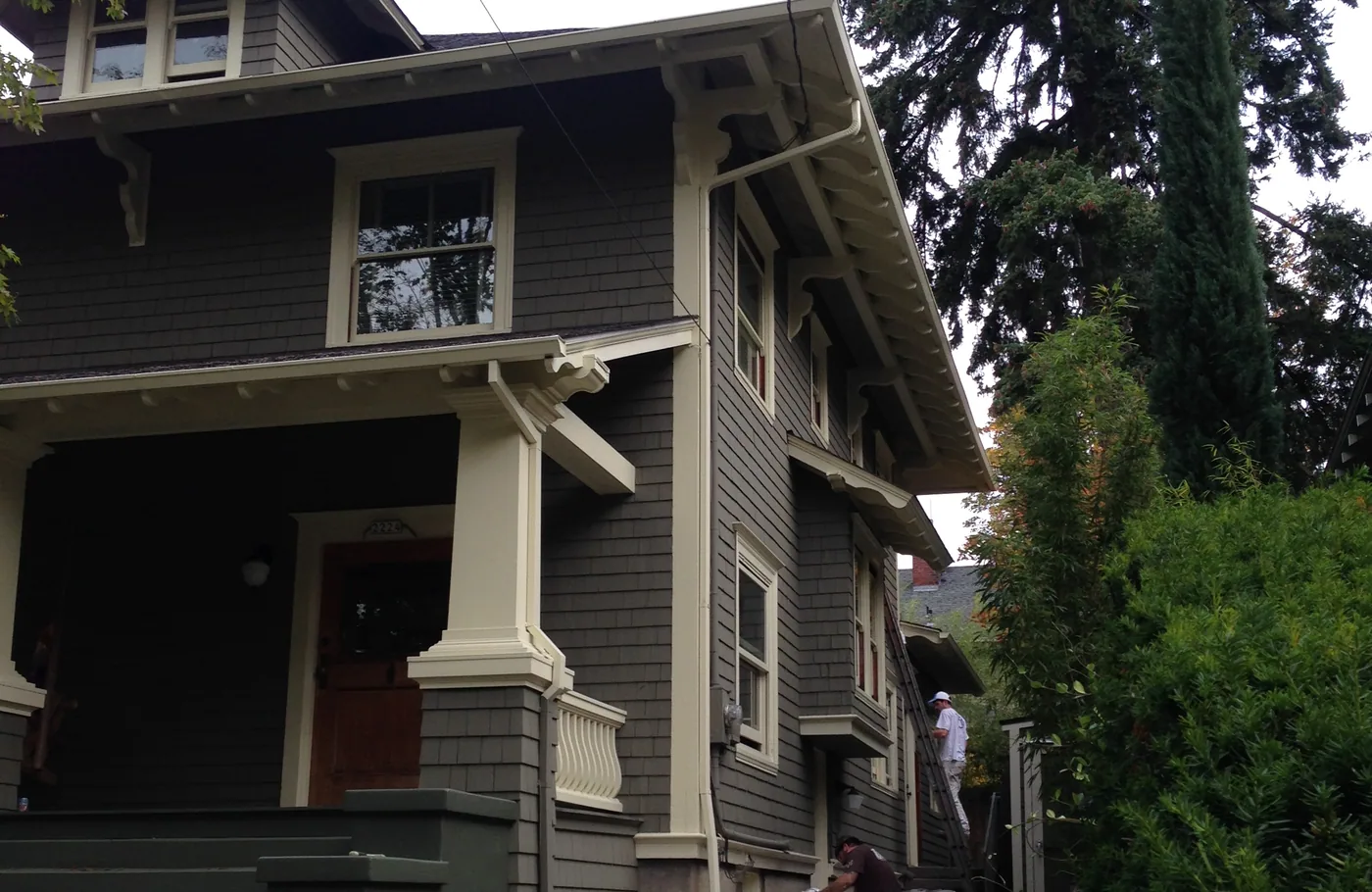 A G & F crew working on a Portland exterior repaint
