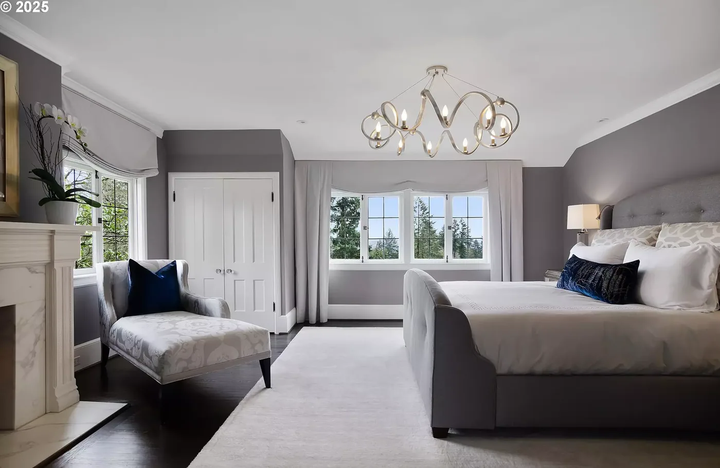 Main bedroom with grey walls