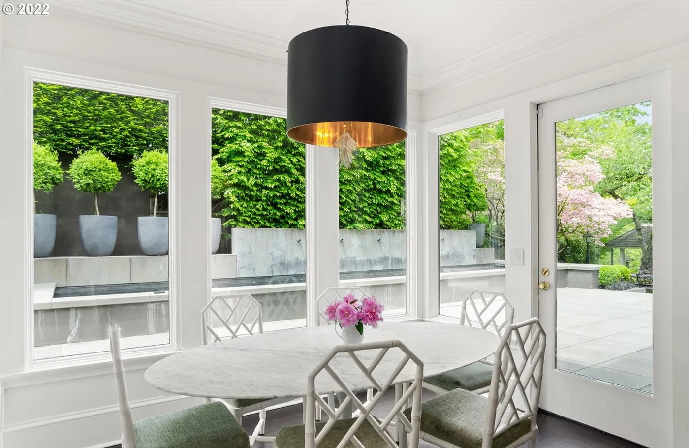 Breakfast room with white painted trim
