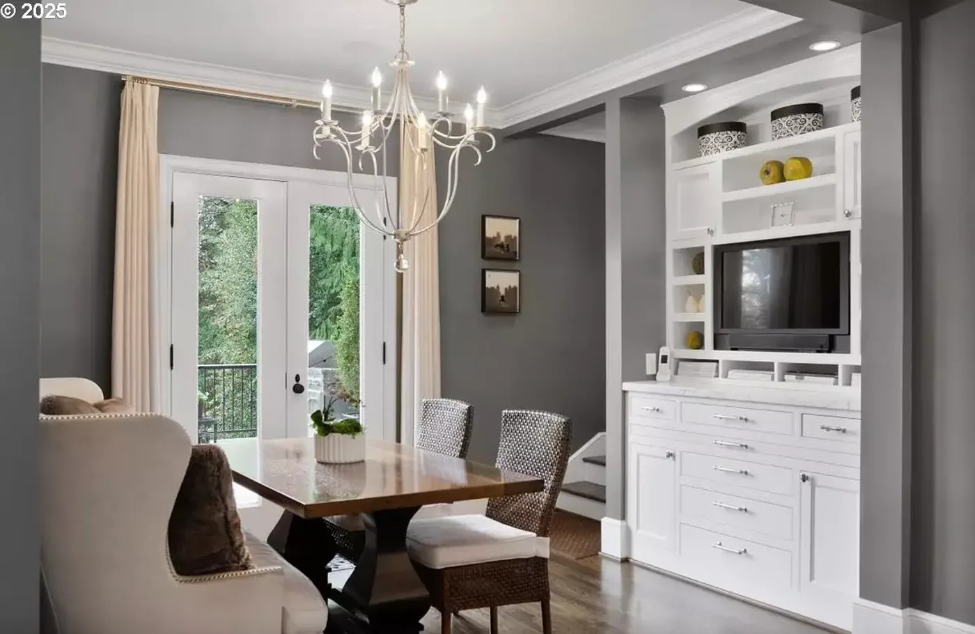 Dining room with painted built-ins