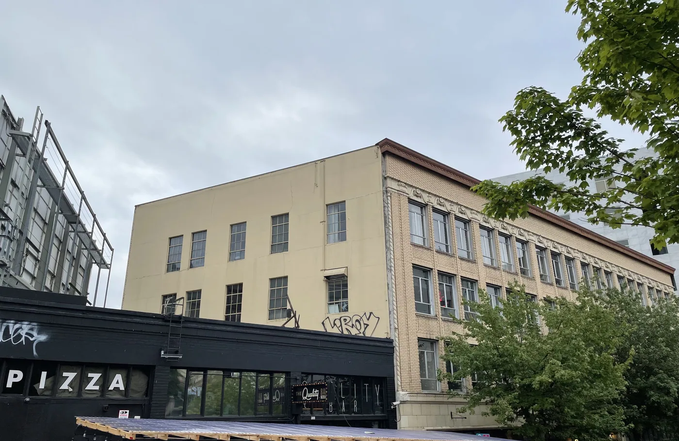 Storefront and upper floors of a Portland commercial building