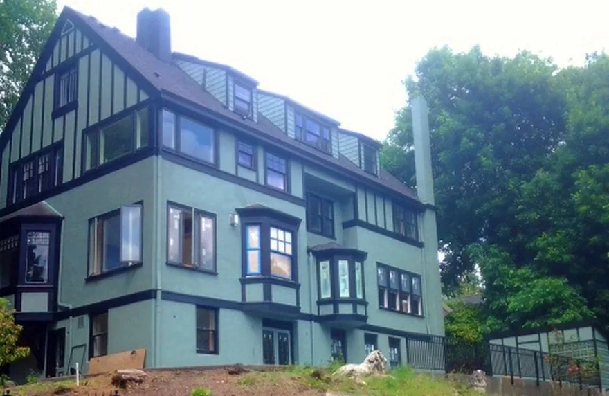 Tall Portland home with a finished exterior repaint